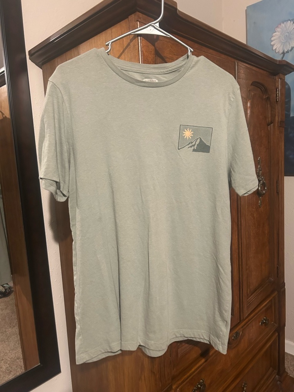 Men's Casual Sage Green Graphic T-Shirt